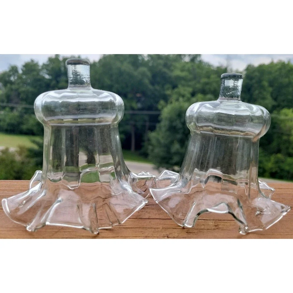 Vtg Homco Clear Glass Peg Sconce Votive Cups Ruffled Edge Fluted Cottagecore lot